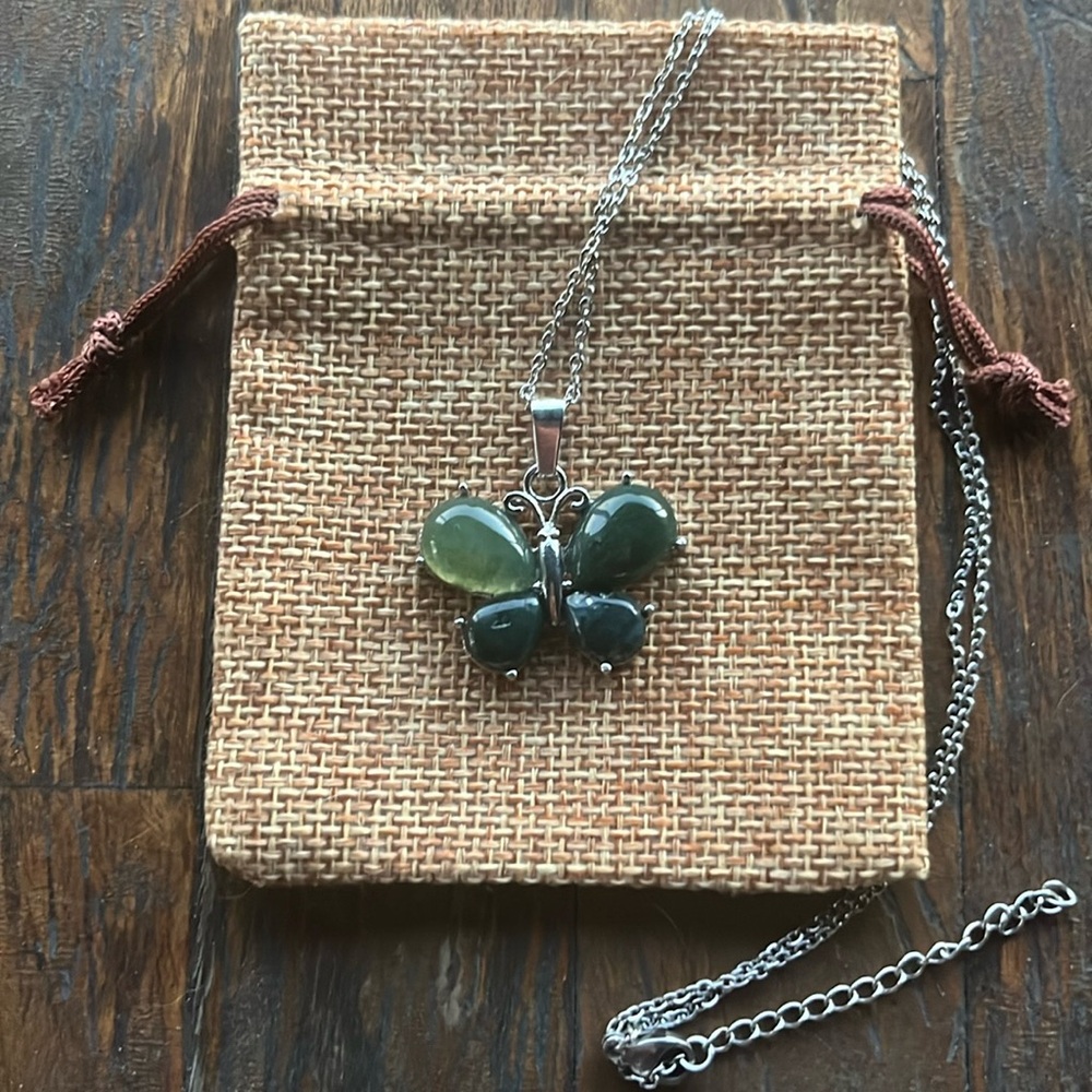 Indian Agate Butterfly Necklace Butterfly Crystal Necklace